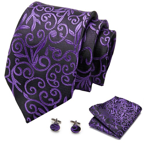Mens Unique Quality Fashion Pattern Stripe Ties Handkerchief Cufflinks Gift Box - Picture 27 of 115
