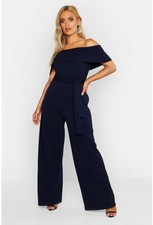 TRUE VIOLET Off The Shoulder Dark Navy Blue Jumpsuit Size US 6 UK 10 - NWT