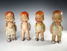 Vintage Bisque Handmade Clothes Quints ? Set 4  Doll Jointed Arms E circle Japan