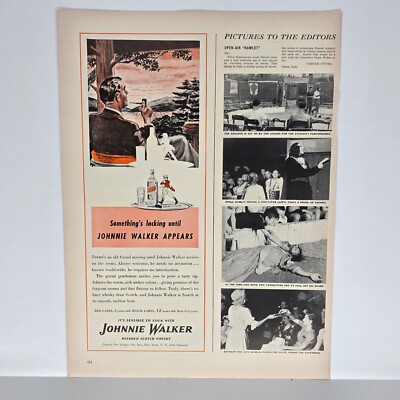 1940 Johnnie Walker Vintage Ad Blended Scotch Whiskey Red & Black Label Drinking