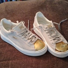 PUMA Suede Platform Gold Toe Womens Sneakers ...