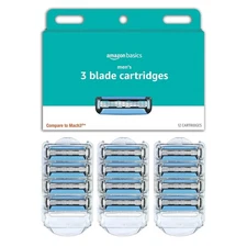 Amazon Basics 3-Blade Razor Refills for Men with Dual 12 Count