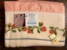 VTG Chatham Purrey Moss Rose Blanket 72"x90" NEW