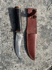 Vintage Schrade USA 498 Hunting Fixed Blade Knife Leather Handle & Sheath