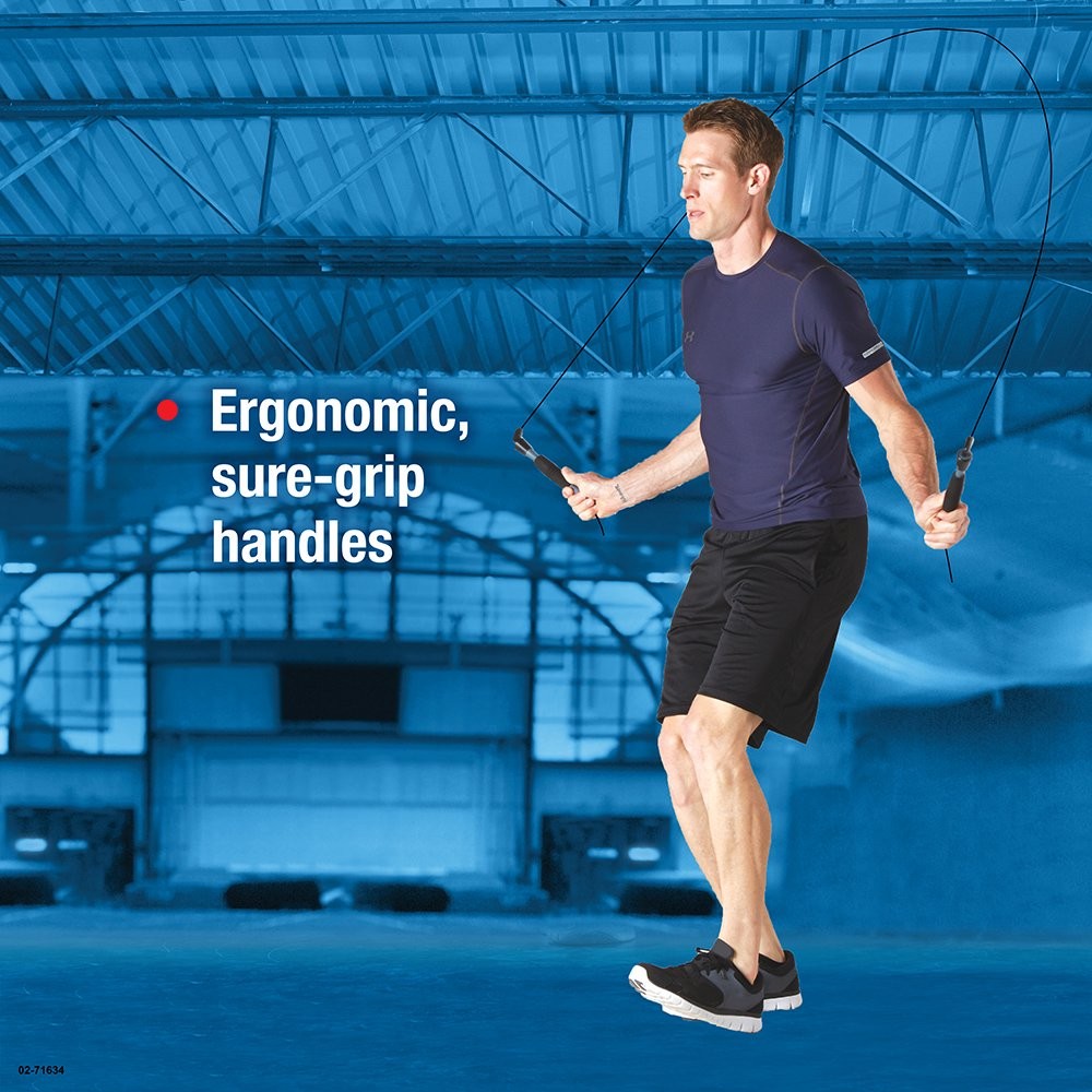 SPRI Performance Steel Cable Jump Rope, Black, 9 feet | Free Shipping