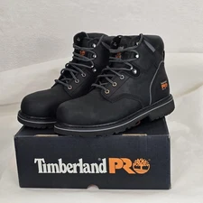Timberland PRO Pit Boss 6" Work Boots Mens Size 9 Black Steel Toe Safety Leather