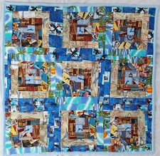 38" x 38" Small Lap "Vacation" Cotton/Flannel Quilt/Throw Tied Finished