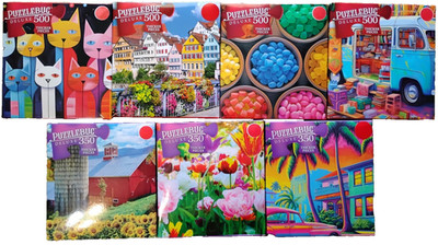 Lot Of 7 PuzzleBug Jigsaw Puzzles 3/350 & 4/500 Pcs Used