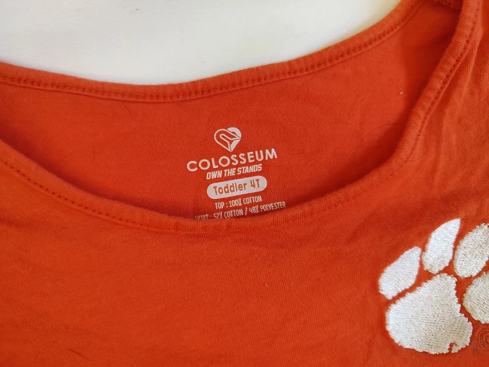 Vestido Clemson Tigers Niñas Niño Pequeño Coliseo Deportes Estampado Pata Naranja Floral 4T Foto 3 de 4