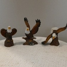 Lot of 3 Bald Eagle Bird Figurines - Eagle Fi...
