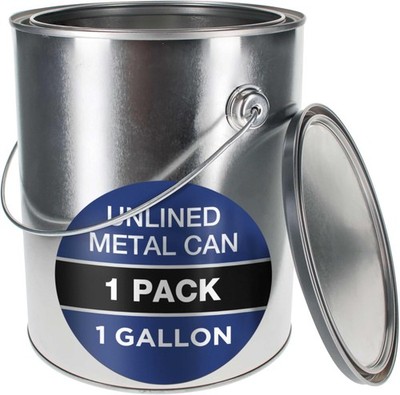 Master Elite 1 Gallon Unlined Empty Metal Paint Can Bucket with Lid, Bail Handle