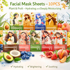 Facial Mask Sheets-10 PCS Plant & Fruit – Hydrating and Deeply Moisturizing
