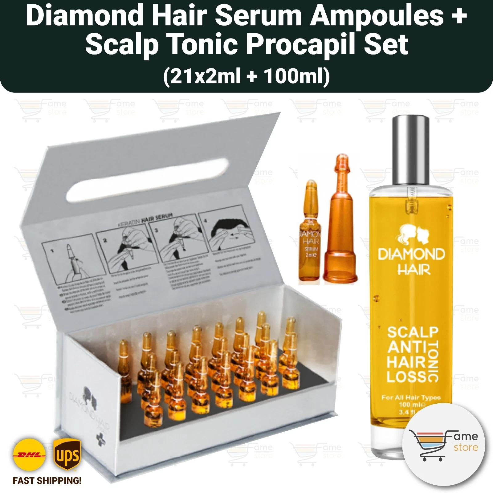 Diamond Hair Plus Serum Ampoules %5 Procapil Scalp Care 21x2ml And Tonic Set