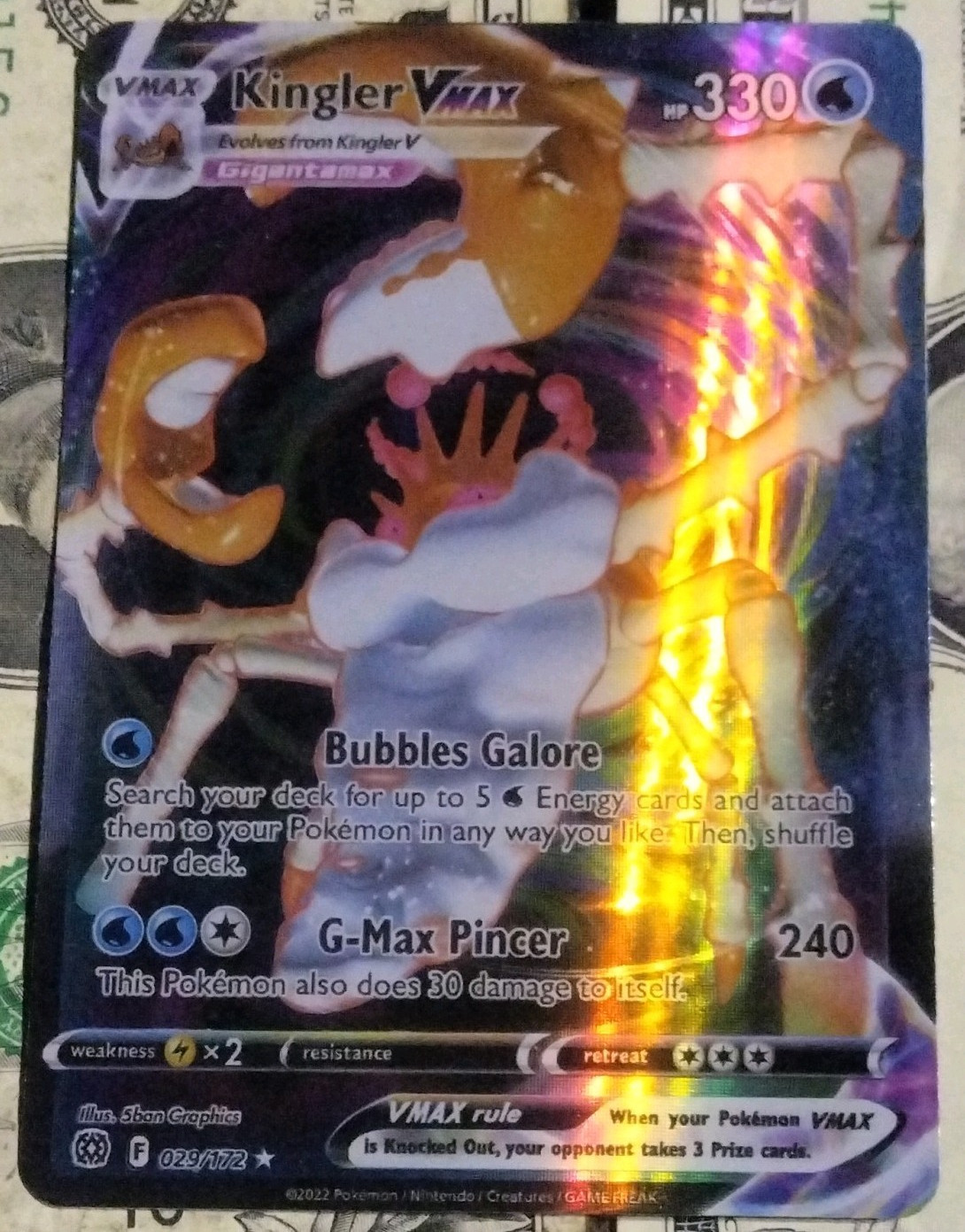 Pokémon TCG Kingler VMAX 029/172 Ultra Rare Holo VMAX HP 330 English 2022