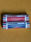 1776-2026 P and D Emerging Liberty Dime Rolls Semi Quincentennial, BU, 2 Rolls
