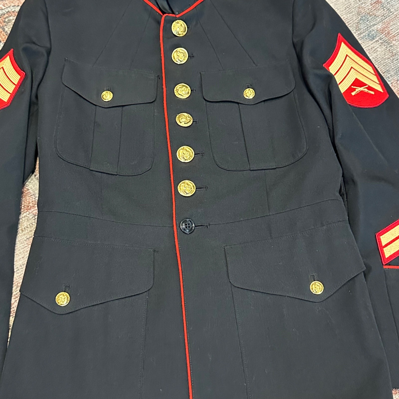 USMC US Marine Corp Dress Blue Jacket Coat Enlisted DSCP Crown Clothing Size 42R