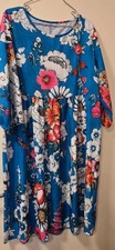 Plus Size Floral Vacation Style Print A-Line Midi Smock Frankie Dress sz 18