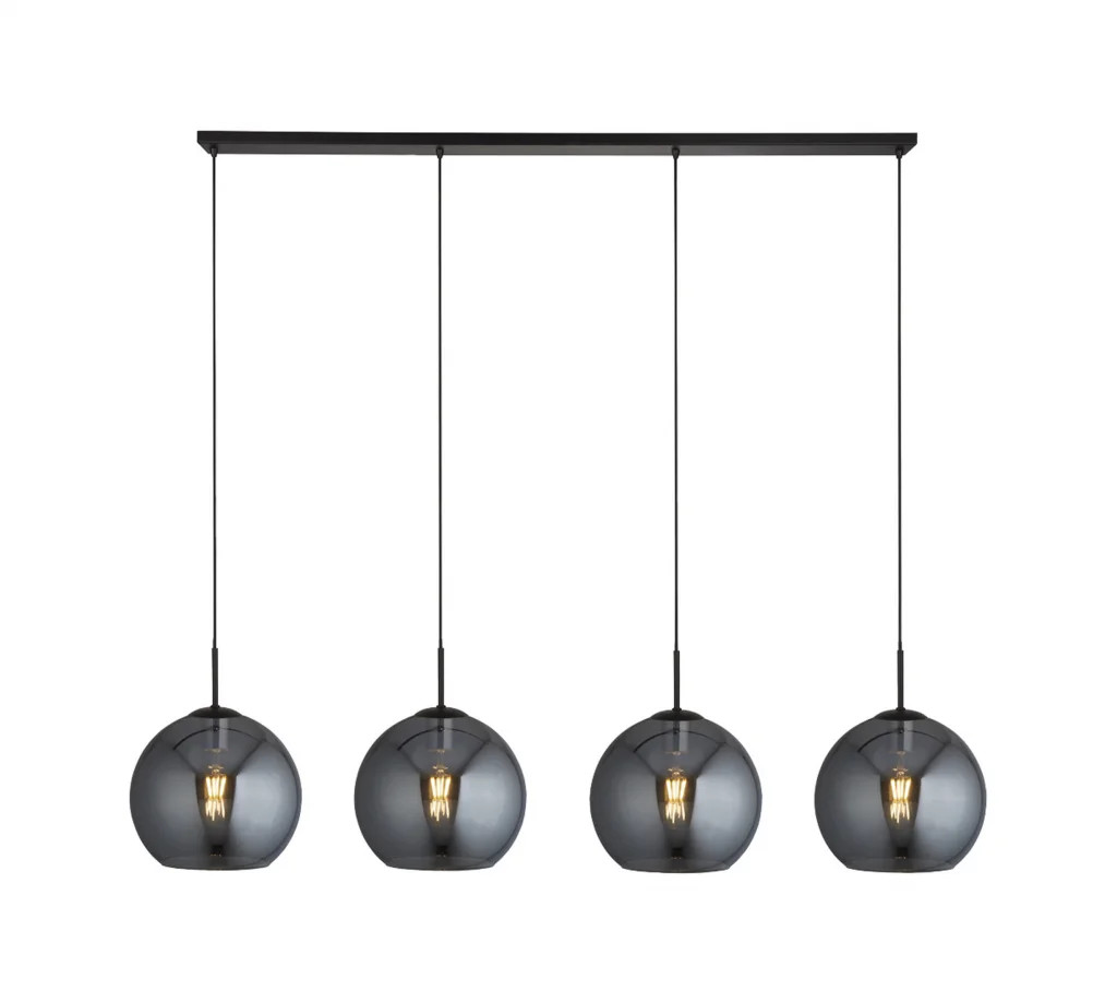Ceiling Light Black Amsterdam 4 Matt Mirror Smoked Glass Searchlight 1024-4SM