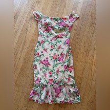 Guess floral body on off the shoulder midi dress
