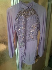 Lavendar Dance Dress Adult M Lace Sequins Short Mesh Ice Skating
