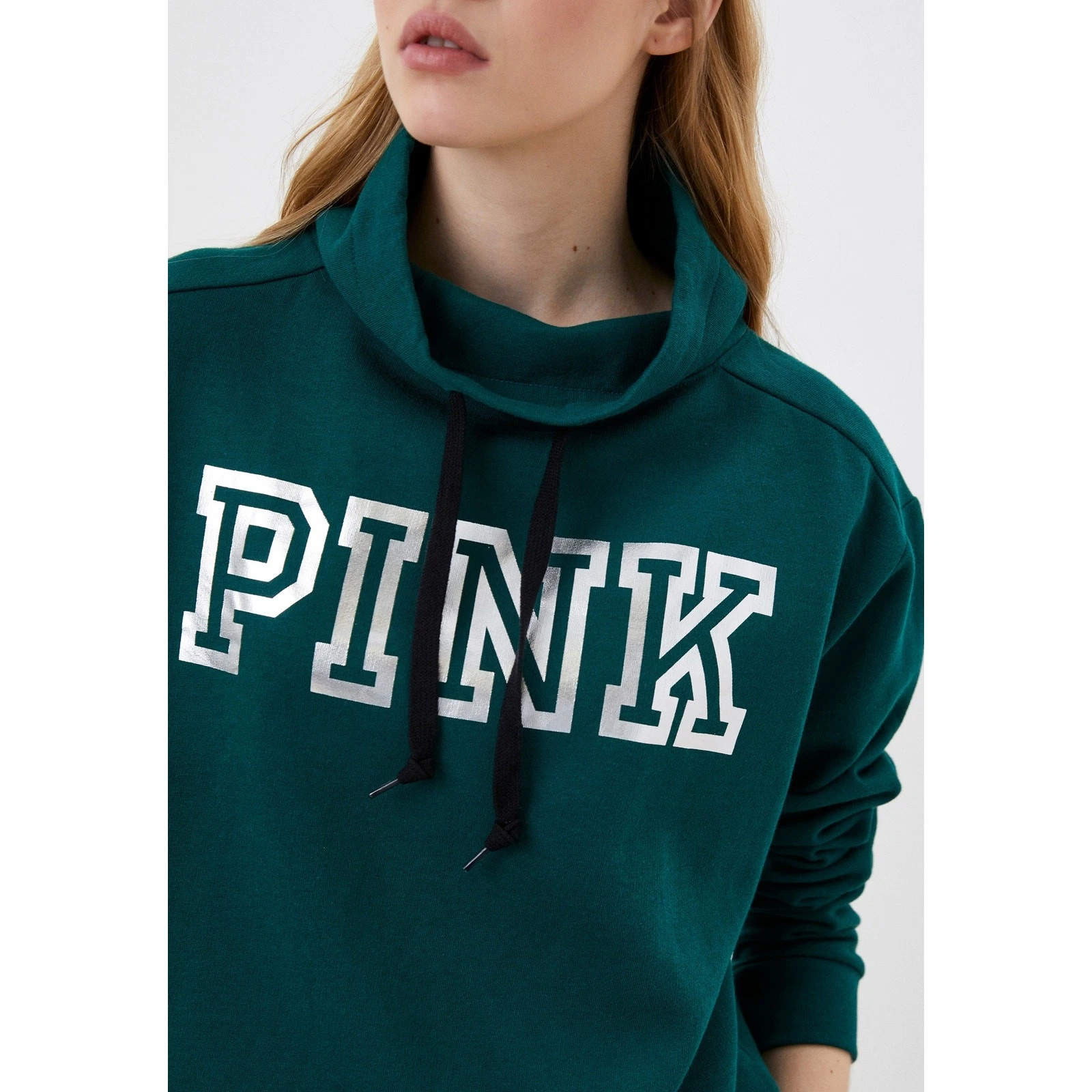 UNDERCOVER Pullover rosa Victoria's Secret logo felpa con cappuccio maniche lunghe verde taglia L nuovo con etichetta