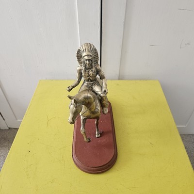 Schwere Bronze Indianer Häuptling Reitpferd Krieger Western Statue Indianer