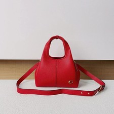 COACH CM545 Lana Shoulder Bag 23 2-Way Polished Pebble Leather Red Gold Japan