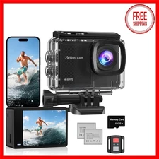4K Action Camera - 48MP Waterproof with 64GB Card, EIS Stabilization, Remote