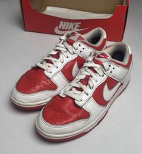 Nike Dunk Low Red White Colorblock Men s Low Top Sneaker Leather Athletic sz 8.5