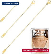 3 Pcs Necklace Extenders for Women, 2" 4" 6" 18k Gold Plated Chain Extenders for