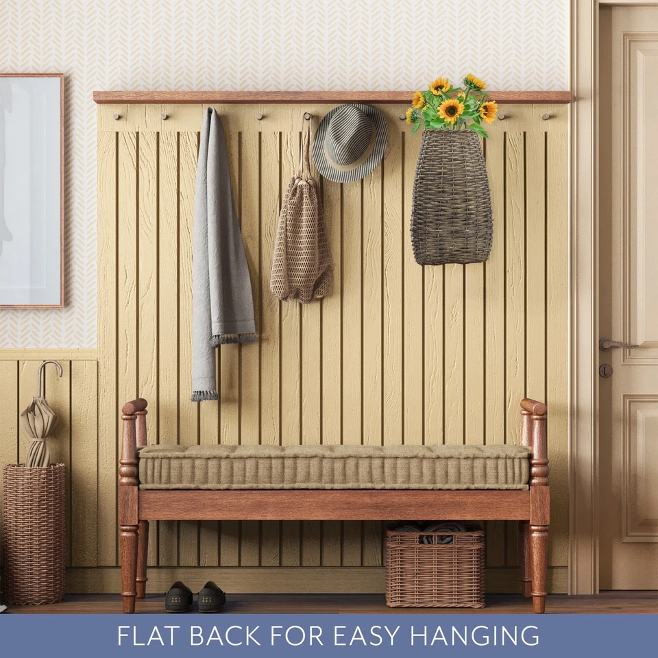 Wall Hanging Pocket Basket; Gray Woven Wicker Rustic Farmhouse Long 17" - Image 3 of 4