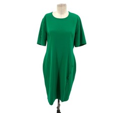Black Halo Joanna Sheath Dress Green Short Sleeve Buttons Size 18