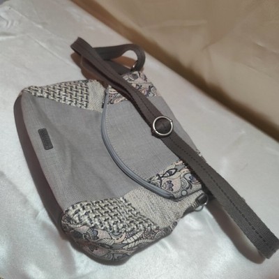 Sakroots Womens Artist Cotton Canvas Fold Over Shoulder/Crossbody MediumBag Gray
