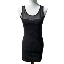 Forever 21 XXI Ruched Bodycon Black Dress Size Medium Pre-Loved