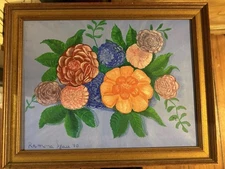 ORIGINAL Art Painting  Large Framed Floral  F 41”x31” by Ramona Pfau