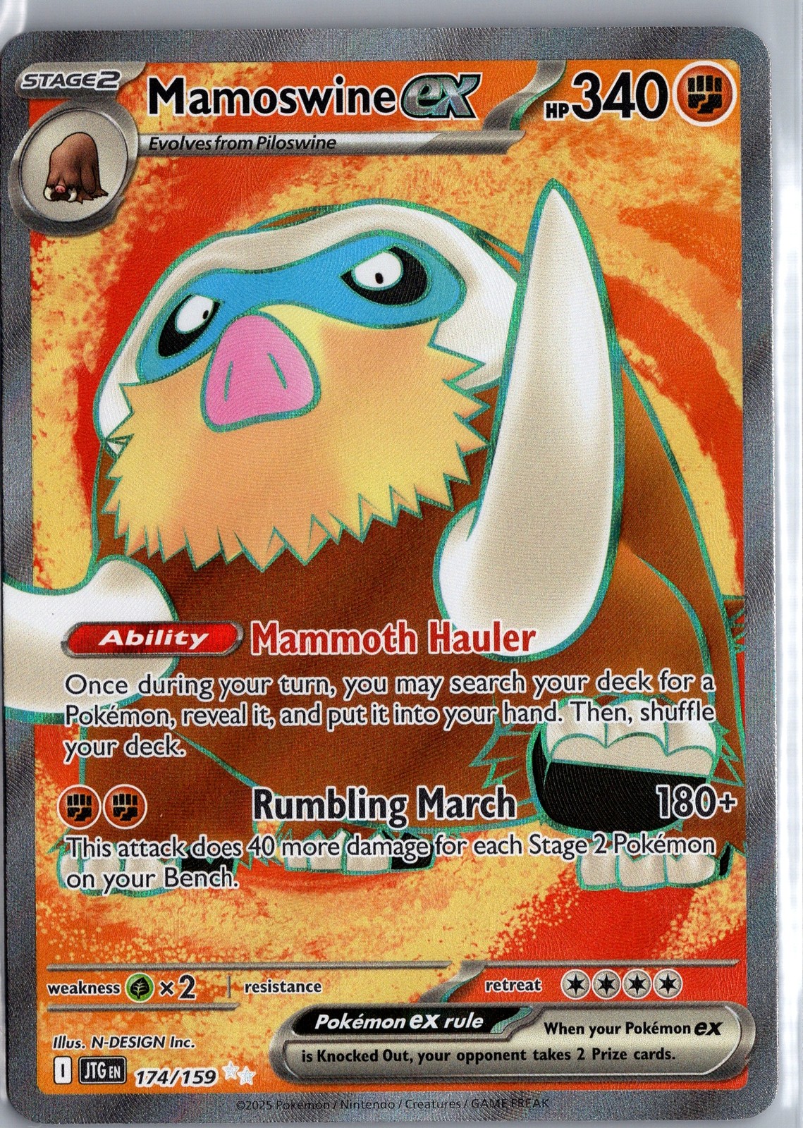 Mamoswine EX - 174/159 - Rare Full Art Holo Pokemon Card NM