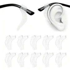 PTSLKHN Soft Silicone Eyeglass Ear Hooks, 10 Pairs of Glasses 42 11mm, Clear
