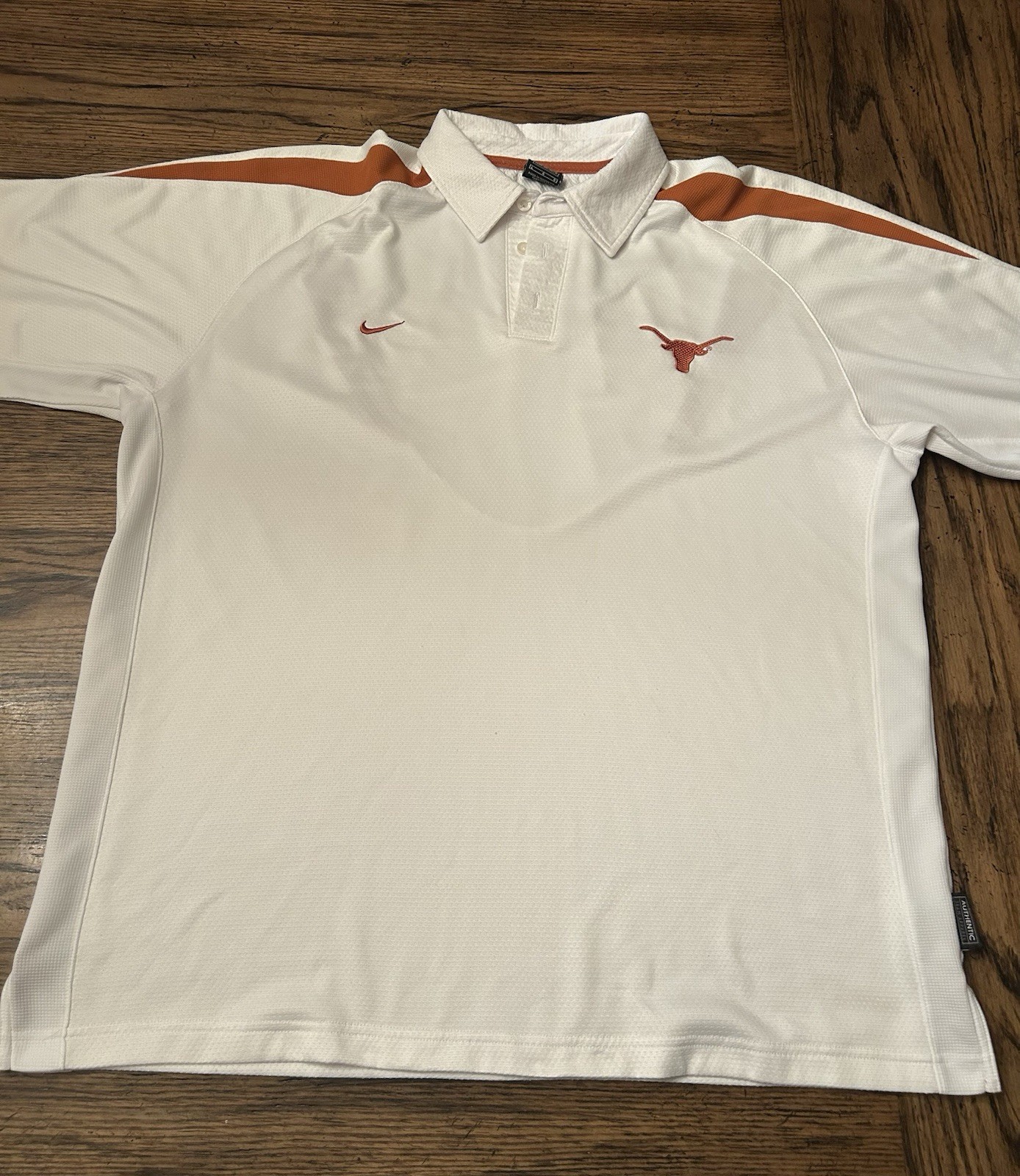 Texas Longhorns Shirt Mens L White Football Nike Polo Burnt Orange Logo
