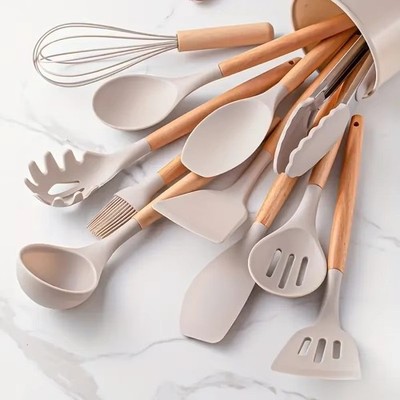 12-teiliges Küchenutensilien-Set Silikon Kochen Antihaft Spatel Wender Löffel Werkzeuge