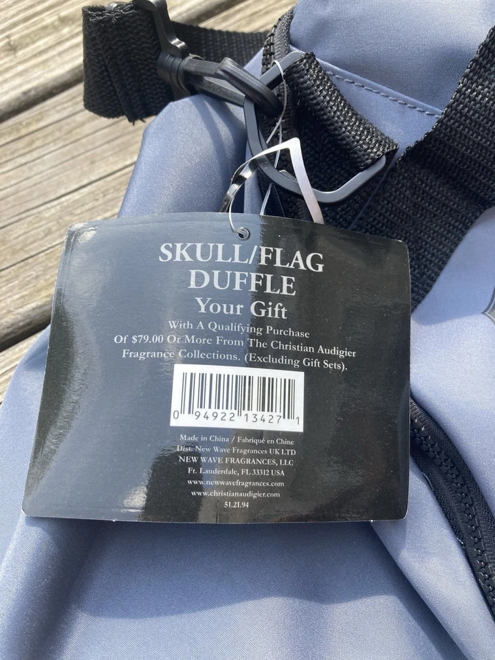 CHRISTIAN AUDIGIER / Ed Hardy Gray Duffle Bag Skull Racing Checkered Flag - Image 2 of 4