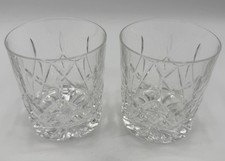 Set  2 BLOCK Crystal Rainbow Low Ball Whiskey Glasses Hand Blown Hand Cut Heavy