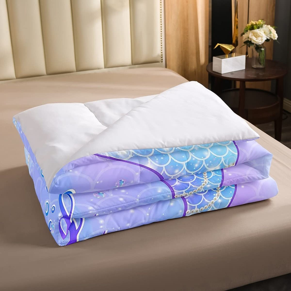 Nautical Bedding Feelyou Mermaid Comforter Set King Size For Kids Girls Teal  Blue Purple Mermaid Tail Printed Bedding Set Cute Sea Animal Quilt Bed Set  Sparkle Fish Scale Bedroom Glitter Decor All, image size:1200x1200