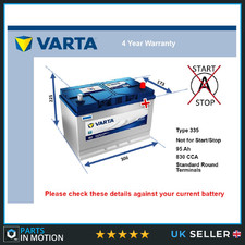 Battery fits MITSUBISHI L200 Varta 249 830A 95Ah 4Yr Warranty Quality