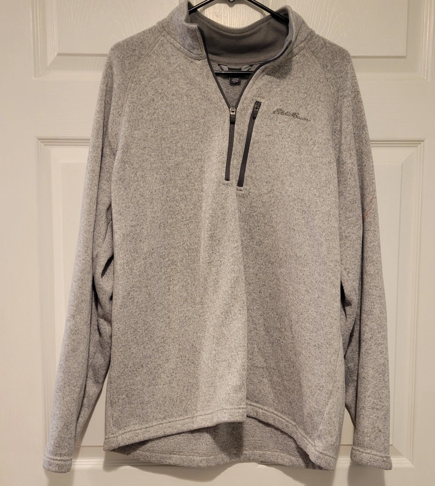 Eddie Bauer 1/4 Zip Fleece Pullover Mens Medium Gray One Pocket