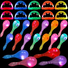 28 Pcs LED Light up Percussion Instruments Set Include 18 Pcs LED Tambourine ...