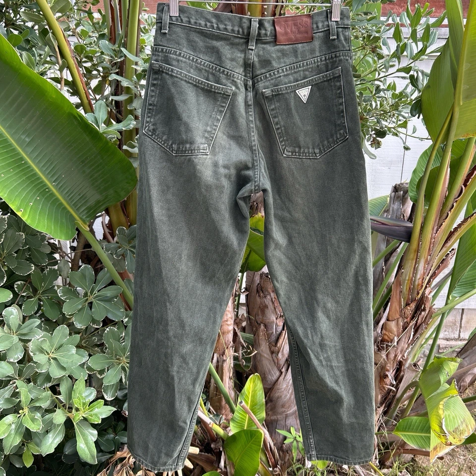Jeans Guess Vintage Años 90 Hechos en EE. UU. Denim Verde 100% Algodón 30x30 Calce Recto Foto 3 de 4