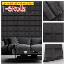 1-6Rolls Black Realisitc Large Wooden Panel 3D Wood Effect Wallpaper for Bedroom
