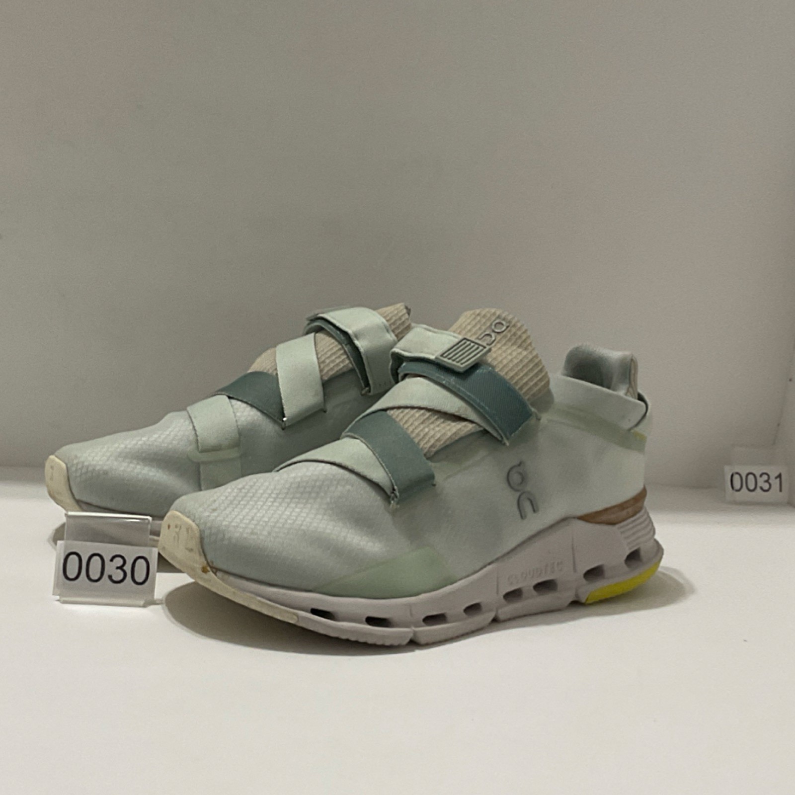 On Cloudnova Hook & Loop Light Green Beige White … - image 1