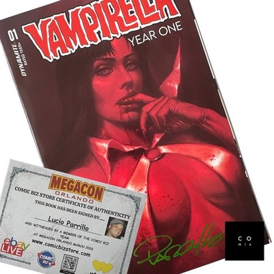Vampirella Year One #1 1:20 SIGNED Lucio Parrillo RED VAR 2022 Dynamite Comics