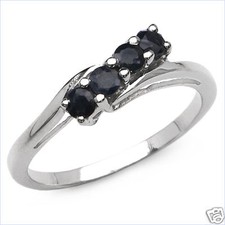 Pure Sterling Silver Genuine Sapphire Ring Size 7.0 sr99